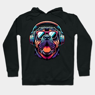 Neapolitan Mastiff as Smiling DJ with Headphones and Sunglasses Hoodie